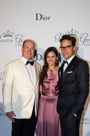 H.S.H. Prince Albert II with Daniella Perez and director Cary Fukunaga at the 2015 Gala