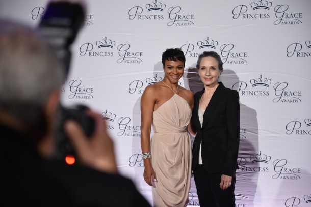 Princess Grace Award winner Carly Hughes and hostess Bebe Neuwirth attend the 2018 Princess Grace Awards Gala at Cipriani 25 Broadway in New York City.