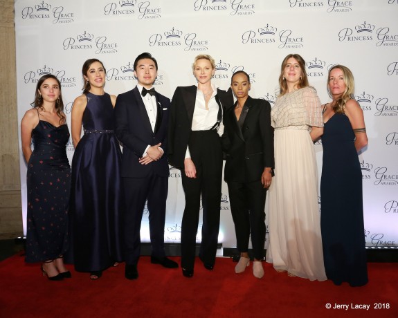 Her Serene Highness Princess Charlene of Monaco and the 2018 Princess Grace Award winners in Film attend the 2018 Princess Grace Awards Gala at Cipriani 25 Broadway in New York City.