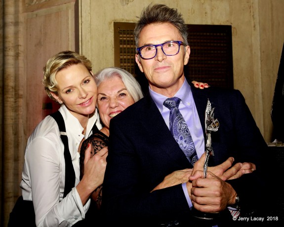 Her Serene Highness Princess Charlene of Monaco, Tyne Daly and Prince Rainier III honoree Tim Daly attend the 2018 Princess Grace Awards Gala at Cipriani 25 Broadway in New York City.